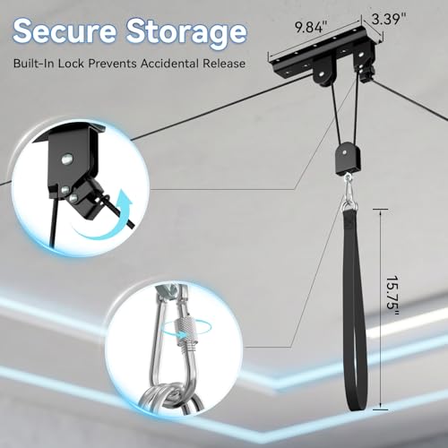 2-Pack-Bike-Hoist-Heavy-Duty-Ebike-Lift-Pulley-System-for-Garage-Ceiling-Overhead-Storage-for-Bicycle-Ladders-Snowboard-Holds-Up-to-85-lbs-Capacity