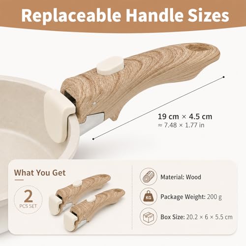 2 Piezas Manija Desmontable para Ollas y Sartenes, Manija Universal con Apariencia de Madera, Resistente al Calor, Compatible con Ollas y Sartenes de Borde Delgado miniatura 5