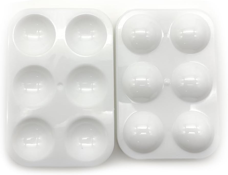 Art&Beauty 20-Piece White Plastic Paint Palette Set, 6-Well Rectangular Trays for DIY Craft, Oil Painting, Art Party
