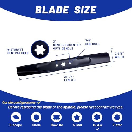 Lawnbuff 6 Point Star Mulching Mower Blades Replaces 942-0616A, 942-0616, 742-0616, 742-0616A Compatible with Cub C adet TRO y B ilt M TD 42 Inch XT1-42 LT42 ZT1-42 Bronco Pony（2PCS） by Lawnbuff - Used condition - Image 2