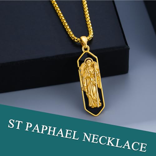 Collier Saint Raphaël argent 925 et onyx véritable pendentif homme d'exception