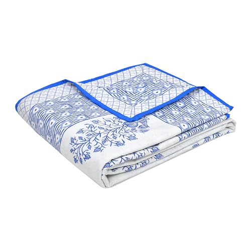 Image of BLOCKS OF INDIA 100% Cotton Dohar King Size Reversible Hand Block Printed Malmal Summer Dohar /Blanket (Color 8)