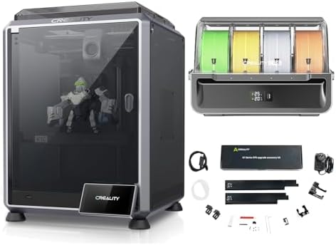 Creality K1C High-Speed 3D Printer with 600mm per Second Printing and AI Camera Includes CFS Upgrade Kit and Multi-Color Filament System for Automatic RFID Switching and 16 Color Support