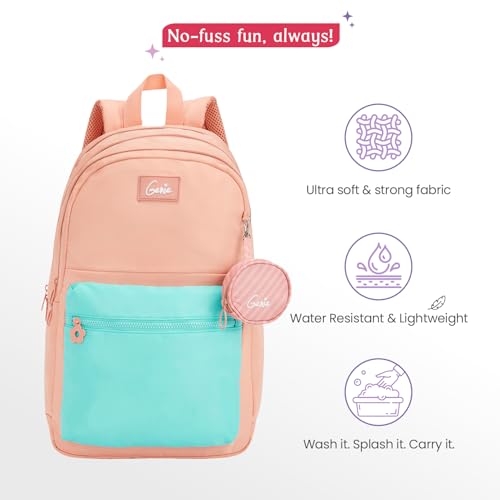 Image of Genie Chique Casual Backpack For Girls |18 In-27 Ltr with Laptop Sleeve, Rain Cover and Three Compartments with Padded Shoulders |Best for Books,Stationery,Lunch Box & Essentials - Teal