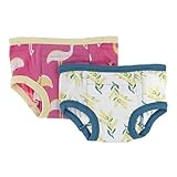 KicKee Pants Little Girls Training Pants Set (Set of 2)- Flamingo Emu & Golden Wattle, 2T/3T