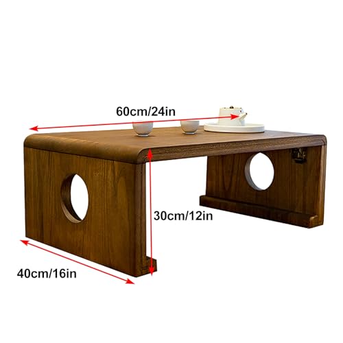 Table basse japonaise pliante format compact 60 cm de longueur avec textile assorti