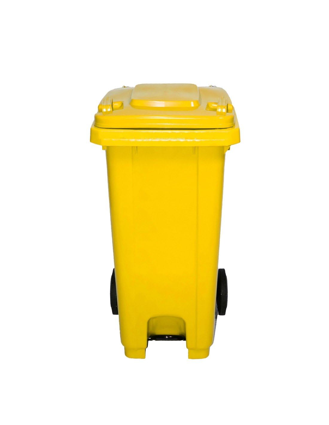 JARDIN202 - Cubo de Basura 120 Litros con Pedal y Ruedas | Contenedor de Basura Robusto con PEDAL | 120 L (Amarilla)