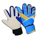 Pegciuho Children's Football Goalkeeper Gloves Finger Protection Breathable Gift Anti-Slip Trendy Football Goalkeeper Gloves for Beginners, Blue