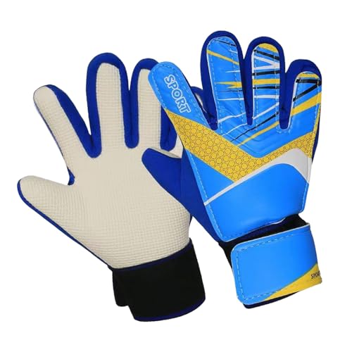 Pegciuho Children's Football Goalkeeper Gloves Finger Protection Breathable Gift Anti-Slip Trendy Football Goalkeeper Gloves for Beginners, Blue