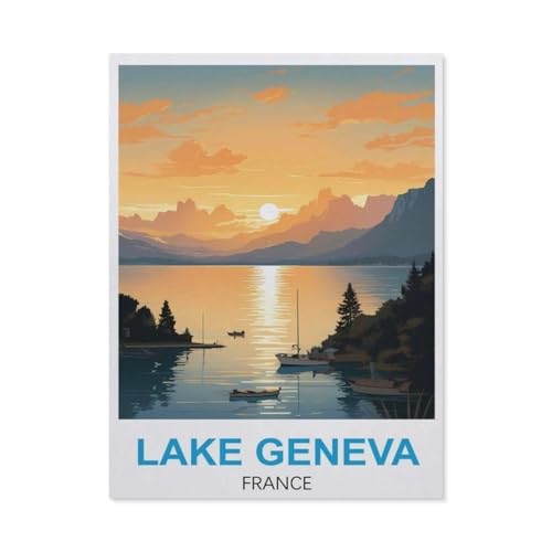 Metal Tin Sign，Lake Geneva, France，Tin Sign Vintage Rustic