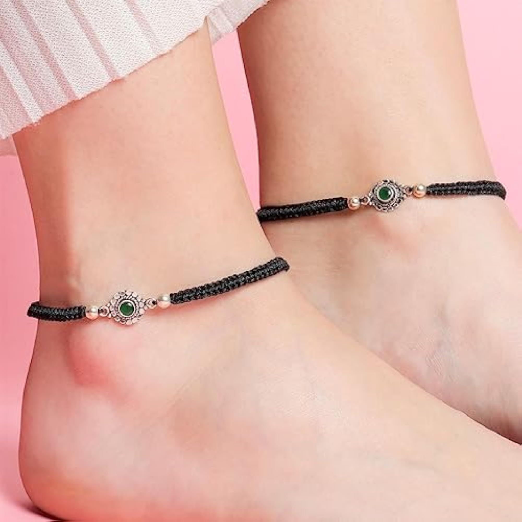 Women's 925 Sterling Silver Cubic Zirconia Gentle Thread Anklet