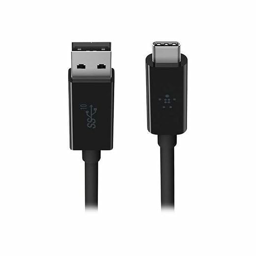 Belkin 3.1 USB-A to USB Type C (USB-C) Cable, 3-Foot, Black