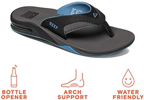 REEF Fanning Men's Bottle Opener Flip Flop, Arch Support, Durable Outsole,  Water Friendly, Grey/Light Blue, 6 : Amazon.com.au: Clothing, Shoes \u0026  Accessories