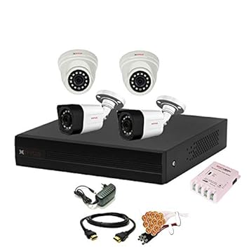 CP PLUS Wired 4 Channel HD DVR 1080p, Outdoor Camera 2.4 MP 2Pcs, Indoor Camera 2.4 MP 2Pcs Full Combo Set