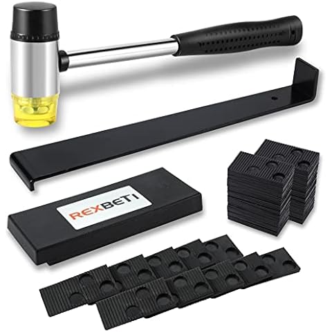 REXBETI Laminate Wood Flooring Installation Kit with 40 Spacers, Upgraded Tapping Block, Pull Bar and Mallet Cover