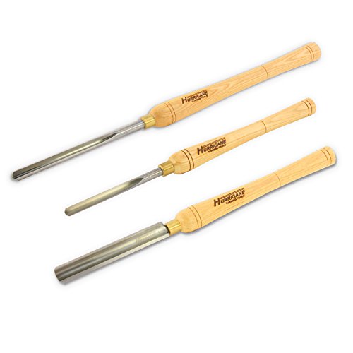 Hurricane Woodturning 8 Piece Starter Set - Bowl Gouge, Scraper, Spindle Roughing Gouge, Lathe Chisel Set