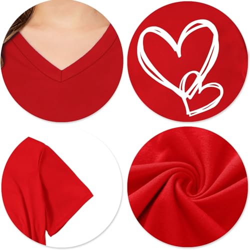 Image of LAZYCHILD Kids Valentine Shirt Girls Valentines Day Shirts Heart Graphic Long Sleeve Striped Tee Tops 5-14 Years