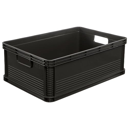 keeeper Robusta Caja de Transporte, Resistente a ácidos y apto para alimentos, 60 x 40 x 22 cm, 45 l, Robert, Gris Grafito
