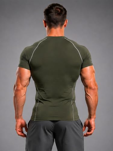 Image of CHKOKKO Men's Compression Gym T-Shirt for Running, Workout, Training, Sports & Activewear | Quick Dry Breathable Stretch Fabric | Body Fit Half Sleeve Athletic Sports Tee for Men