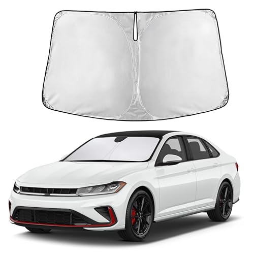 Image of Autovir Windshield Sun Shade Fit for 2019-2024 2025 2026 Volkswagen Jetta | Sunshade, Front Car Window Shades Sun Visor, Blocks UV Rays & Heat, Car Accessories