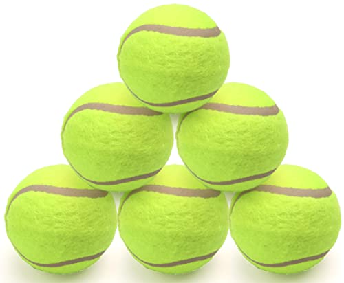 Pack of 6 Tennis Balls, Sport Play Dog Toy Ball, Great For Lessons, Practice, Throwing Machines & Playing with Pets