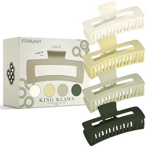 Pinces à cheveux vertes pour femmes FRAMAR, lot de 4 grands accessoires pour filles et cheveux épais