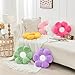 Gowwye 2 Pcs Flower Throw Pillow,15.7'' Daisy Shaped Pillows Set with Faux Rabbit Fur,Soft Flower Plush Throw Pillow Cushions for Bed Sofa Couch Home Decor (White+Pink)