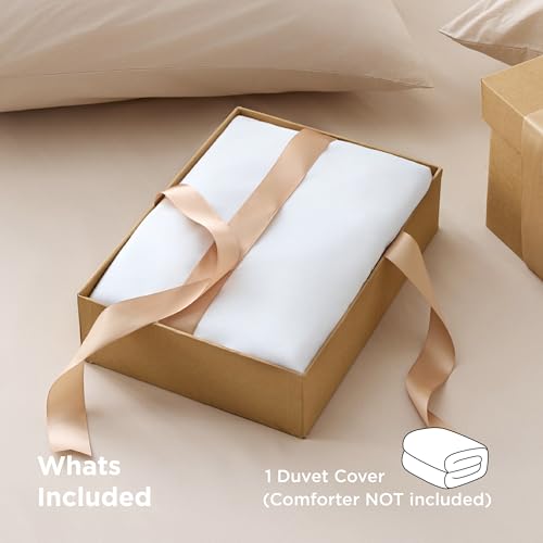 Image of Bedsure Duvet Cover Oversized King Size - Only Includes 1 Duvet Cover (120 inchx98 inch), Hotel Luxury Soft Double Brushed All Season Bedding, Zipper Closure, White (No Comforter, No Pillow Shams)