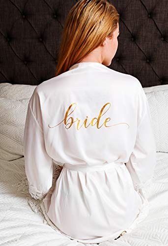 Heather & Willow Bridesmaids Robe | Satin Bridal Robe, Wedding Day Bride Robe | Bachelorette Party & Bridesmaid Proposal3