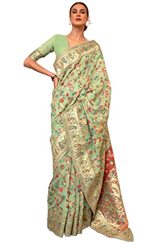 SGF11- Women's Kanjivaram Pure Soft Silk Handloom Saree Pure Golden Zari With Blouse Piece product image 11