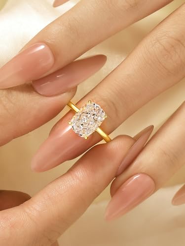 4.5CT 5A Grade Cushion Cut Zirconia Engagement Ring for Women, 18K White Gold Plated Sterling Silver Promise Ring4