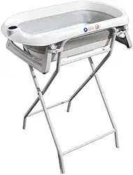 Banheira Para Bebê Dobrável C/Suporte Wish Branco Maxi Baby