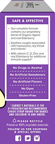 Zarbee's Naturals Complete Baby Cough Syrup Immune with Agave/Thyme & Elderberry, 2 Fl Oz (Pack of 1) - Thumbnail 3
