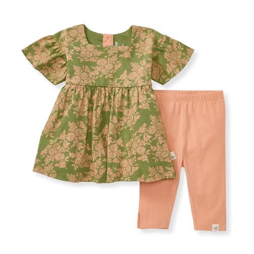 Image of Organic Cotton Puff Sleeve Baby Girl Top & Pants Set by Burt's Bees Baby