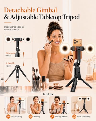 Image of UBeesize 71 inch Vlogging Kit, Face Tracking Tripod, Desk Stand, Mics & Light