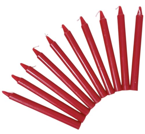 Taper Candles Red Color 10Pcs Long Candles 1.8cm Round x 19cm Long Unscented Candles(TC1820RedCandles 10-Pcs)