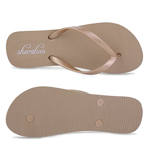 Image of shevalues Slim Flip Flops for Women Beach Rubber Shower Shoes Basic Thong Sandals