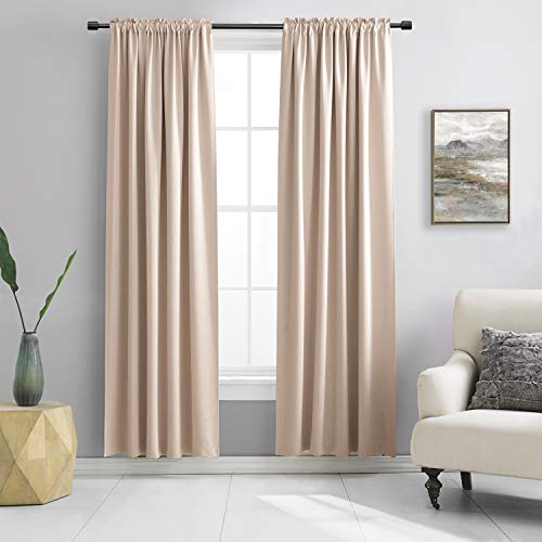 Image of Room Darkening Curtain Panels - Boy's Room Drapes with Rod Pocket,Energy Smart Thermal Insulated Window Treatment Curtains(Warm Taupe,52 W x 90 inches L,2 Panels)