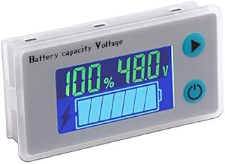 DROK Battery Meter, 48V Digital Battery Remaining Capacity Percentage Level Voltage Temperature Monitor Tester, 10-100V 12V 36V 24V 48Volt Electric Boat Battery Power Analyzer