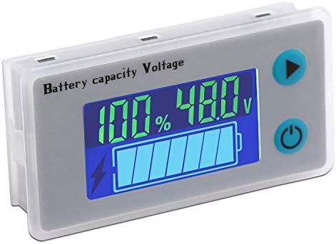 DROK Battery Meter, 48V Digital Battery Remaining Capacity Percentage Level Voltage Temperature Monitor Tester, 10-100V 12V 36V 24V 48Volt Electric Boat Battery Power Analyzer