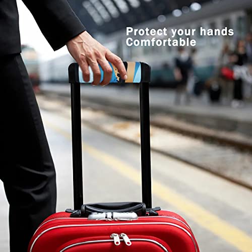 Heyskay 3Pcs Neoprene Luggage Handle Wrap For Suitcase Identifier Travel Bag Wraps Luggage Id Tags Door Handle Protection Sleeve Cover (Waves Print) #TOP4