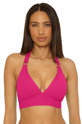 Women's Sun Goddess Halter Bikini Top, Tummy Control, Adjustable, Tie Back, Swimwear Separates