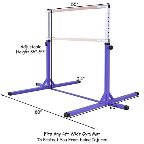 image for Costzon Gymnastic Training Bar, Junior Horizontal Kip Bar, 3' to 5' He