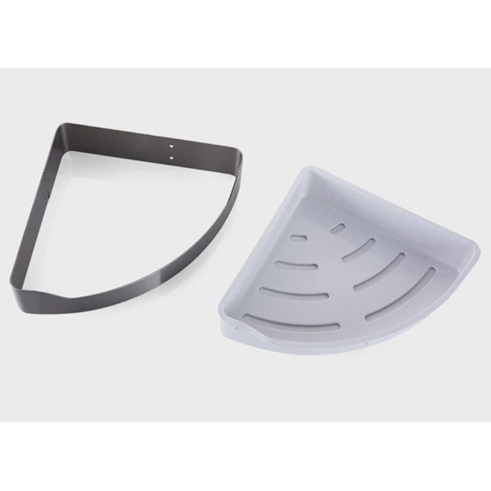 LUUYYI Estante esquinero de ducha para baño, estante de drenaje de ABS de acero inoxidable, accesorios de baño, estantes de cocina montados en la pared, estante de especias/negro de dos niveles