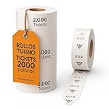 RO Linea Blanca ® Pack 5 Rollos de 2000 Tickets de 3 Dígitos modelo 1G CYPU 5D0U en Color Blanco Fabricado en España Compatible con Expendores de Turno