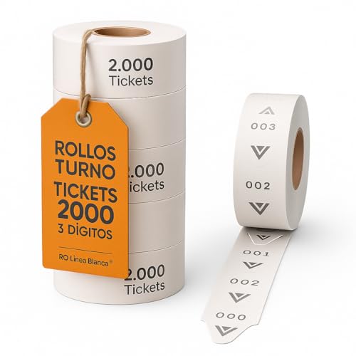 Rouleaux de ticket à 3 chiffres Linea Blanca pour gestion de file d'attente blanche