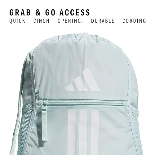 Image of adidas Alliance Sackpack - Drawstring Backpack Small Bag for Men and Women, 3 /Halo Mint Green /White, One Size, Alliance Sackpack - Drawstring Backpack Small Bag for Men and Women