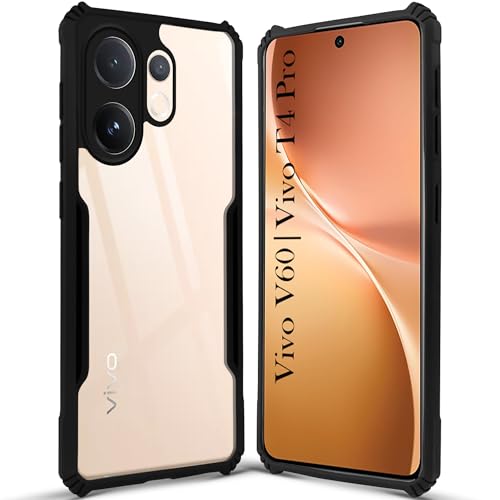 Image of Jkobi Back Cover Case for Vivo V60 | Vivo T4 Pro (Shockproof with Polycarbonate Clear Panel | Professional Black)