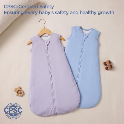 Image of Duomiaomiao 2 Pack Buttery Soft Wearable Blanket Rayon Made from Bamboo Baby Sleep Sack 0-6 Months 1.0 TOG, Premium Baby Sleeping Bag 2-Way Zipper for Babies
