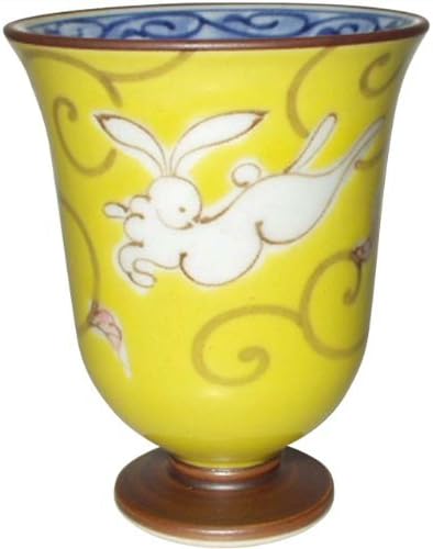 Ranchant 1802-236986/Princess Glass (Yellow), Multicolor, Φ2.7 x 3.3 inches (6.9 x 8.4 cm), Colorful Glazed Lucky Rabbit, Arita Ware Made in Japan